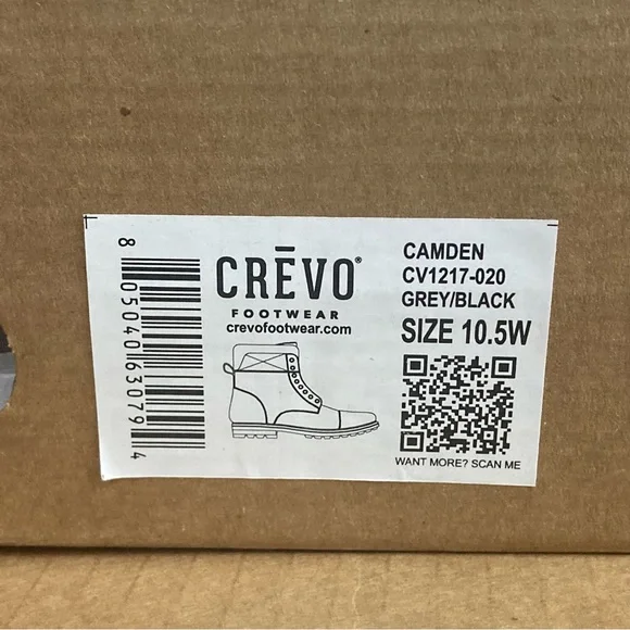 NWT Crevo Men's Camden Leather Boots in Grey/Black Multiple Sizes - Picture 4 of 4